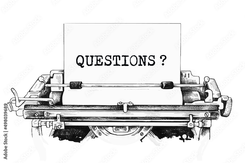 QUESTIONS text written by an old typewriter on white sheet