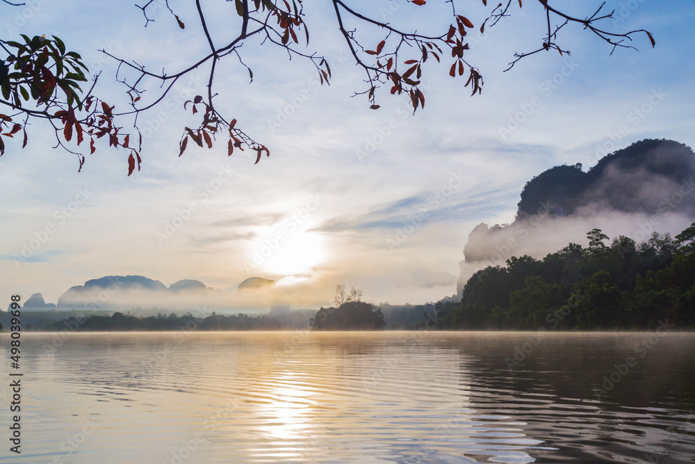 Ban Nong Thale the natural scenery of the sunshine in the morning (mountains, lakes, trees, fog), Thailand. Ban Nong Thale the natural scenery of the sunshine in the morning (mountains, lakes, trees, fog), Thailand.
