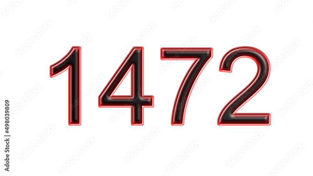 red 1472 number 3d effect white background red 1472 number 3d effect white background