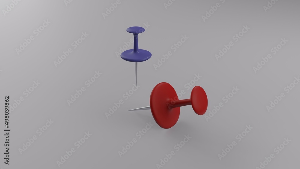 push pin isolated on white background. 3d render illustration Image