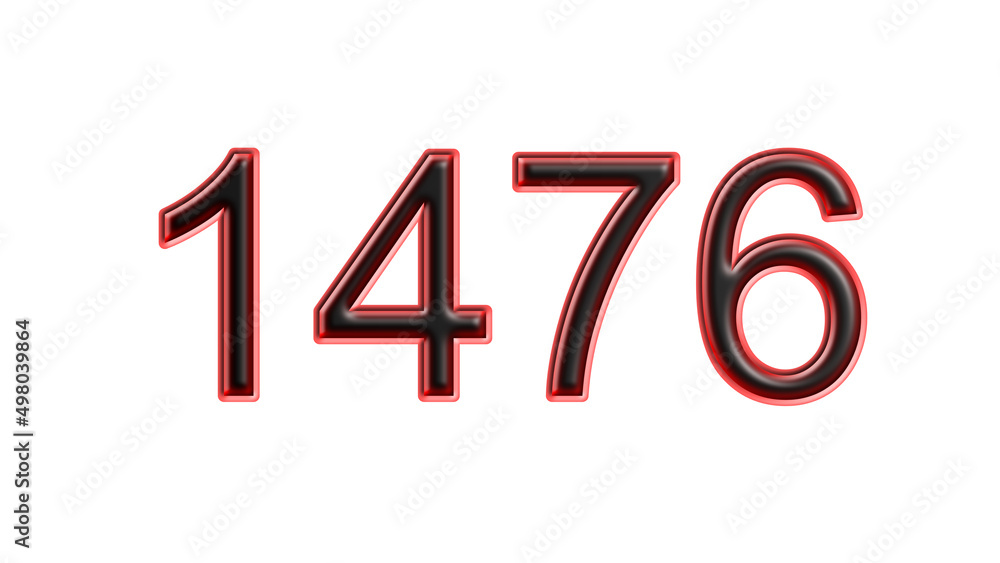red 1476 number 3d effect white background red 1476 number 3d effect white background