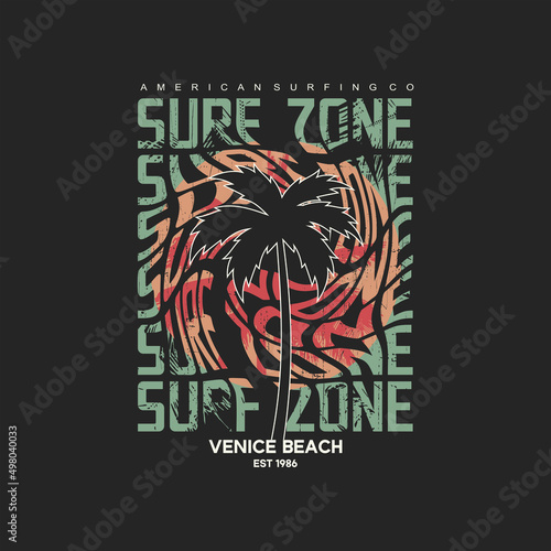 Vector illustration on the theme of surfing and surf in California, Malibu Beach. Vintage design. Grunge background. Sport typography, t-shirt graphics, print, poster, banner, flyer, postcard
