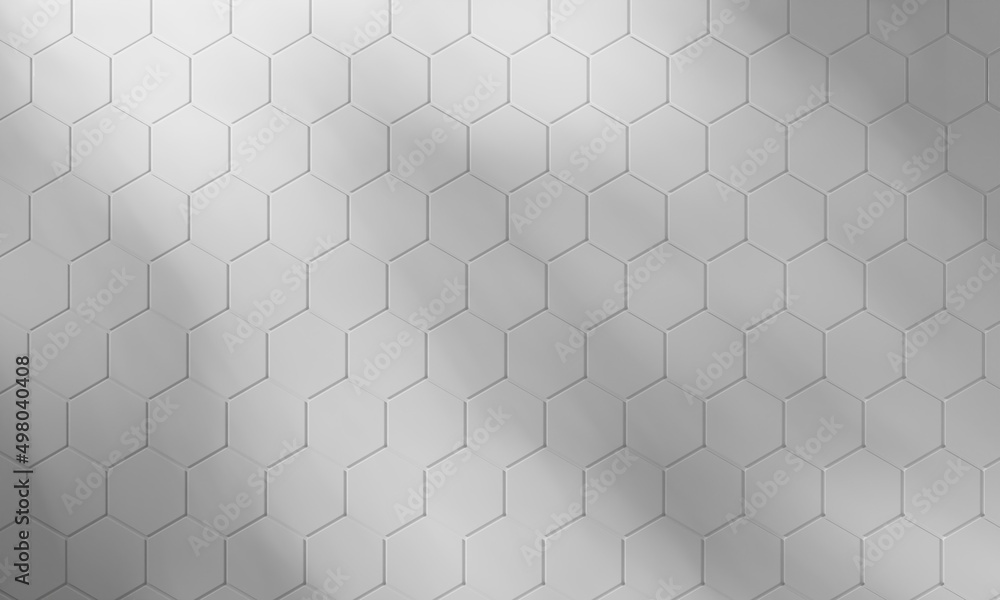 White abstract background hexagon shape and sunny light and shadow. 3D illustration rendered. White abstract background hexagon shape and sunny light and shadow. 3D illustration rendered.
