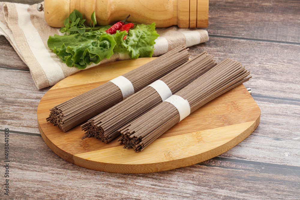 Raw soba noodles - Asian cuisine Raw soba noodles - Asian cuisine