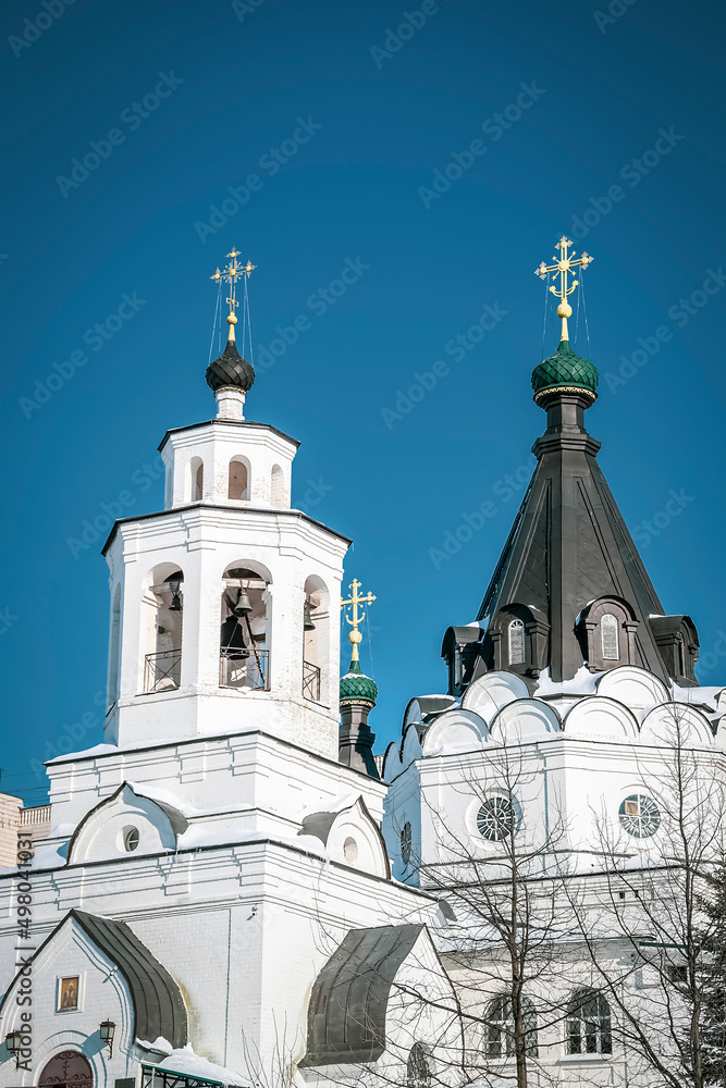 bell tower of the Orthodox church in the city