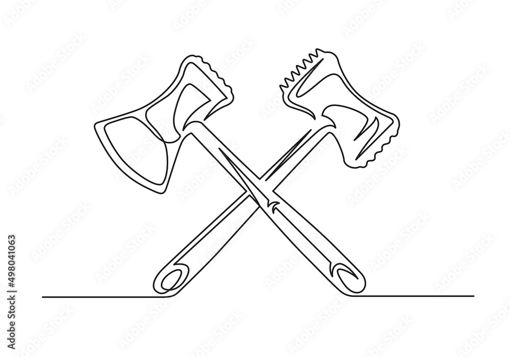 Continuous one line drawing of a meat tenderizer. meat Tenderizer. isolated on a white background. Vector illustration Continuous one line drawing of a meat tenderizer. meat Tenderizer. isolated on a white background. Vector illustration