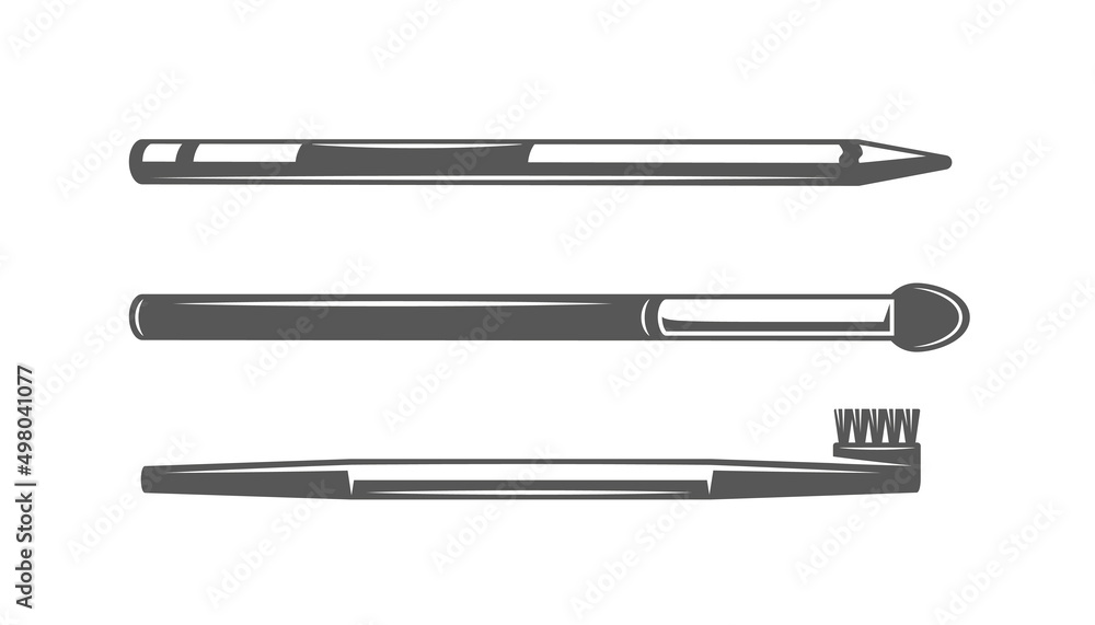 Set of makeup brushes isolated on white background. Vector illustrations Set of makeup brushes isolated on white background. Vector illustrations