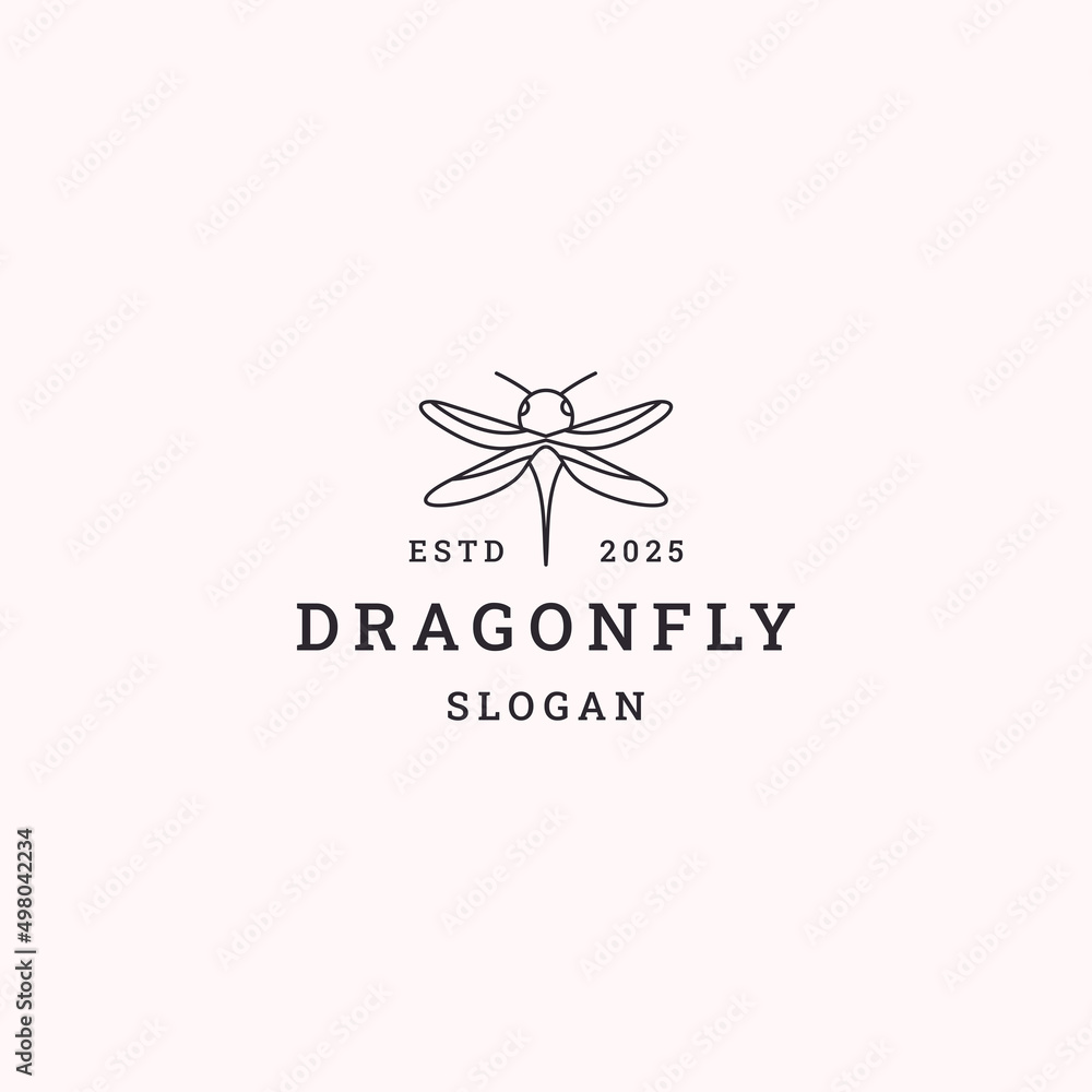 Dragonfly logo icon flat design template 