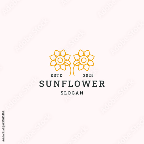 Sun flower logo icon flat design template 