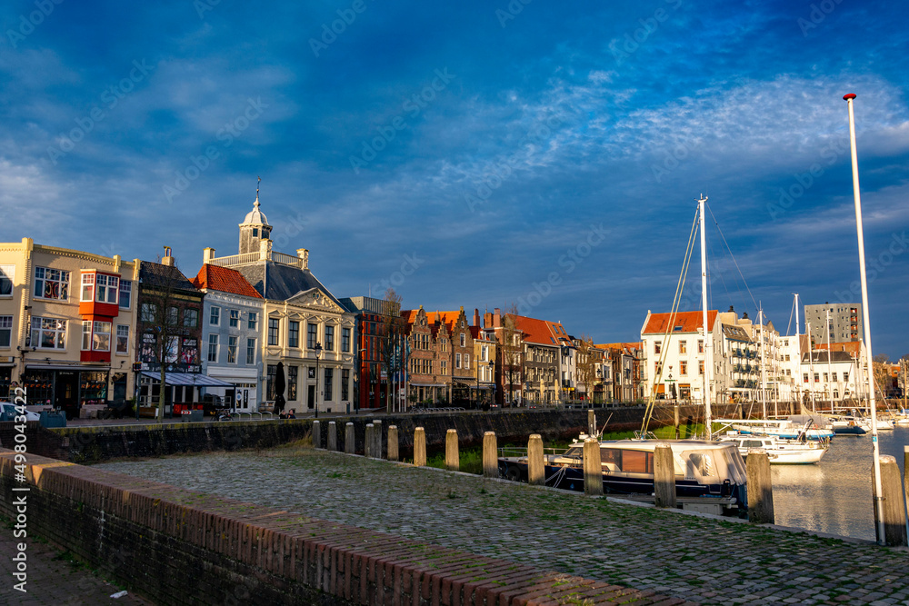 Beautiful sunny view at the waterline in Vlissingen