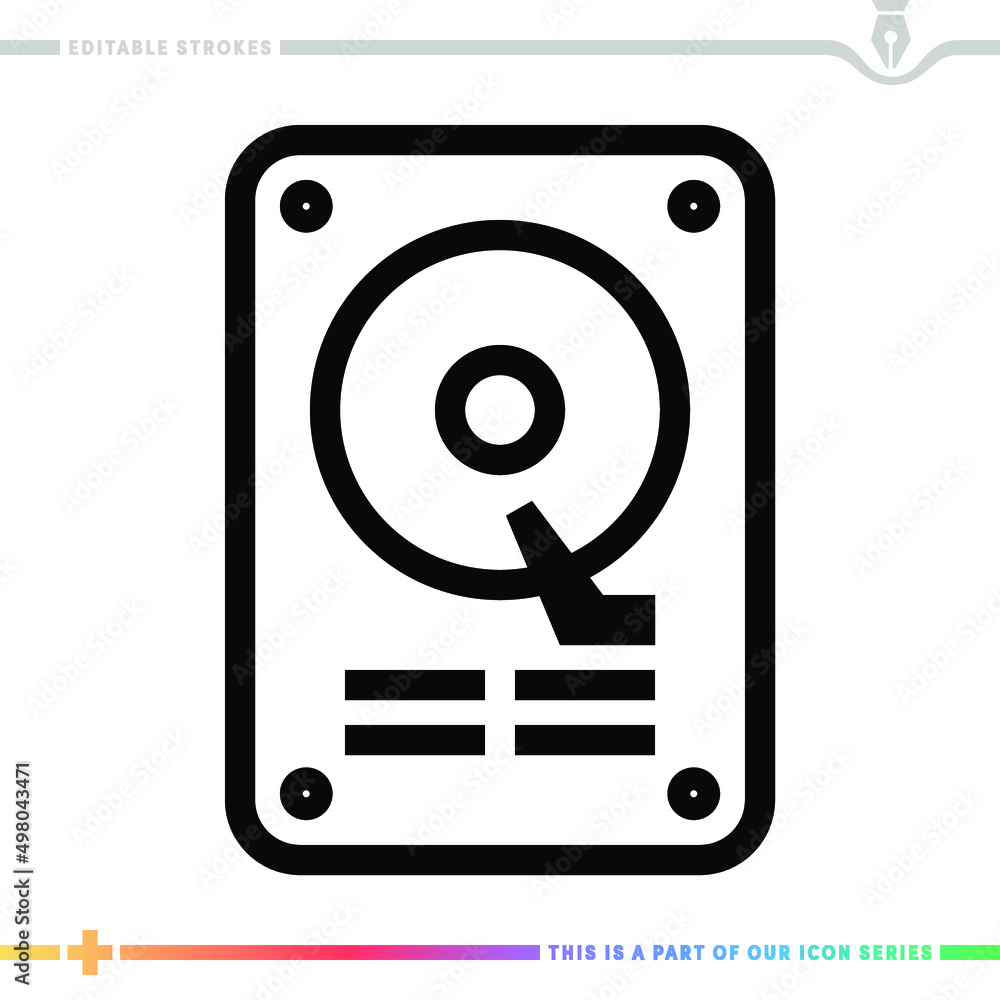 Line icon for hard disk controller illustrations with editable strokes. This vector graphic has customizable stroke width. Line icon for hard disk controller illustrations with editable strokes. This vector graphic has customizable stroke width.