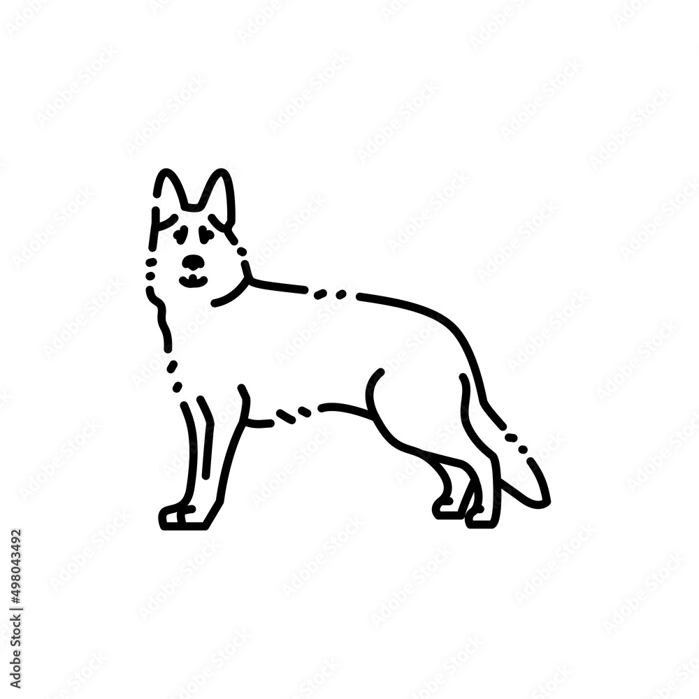 German Shepherd color line icon. Dog breed.