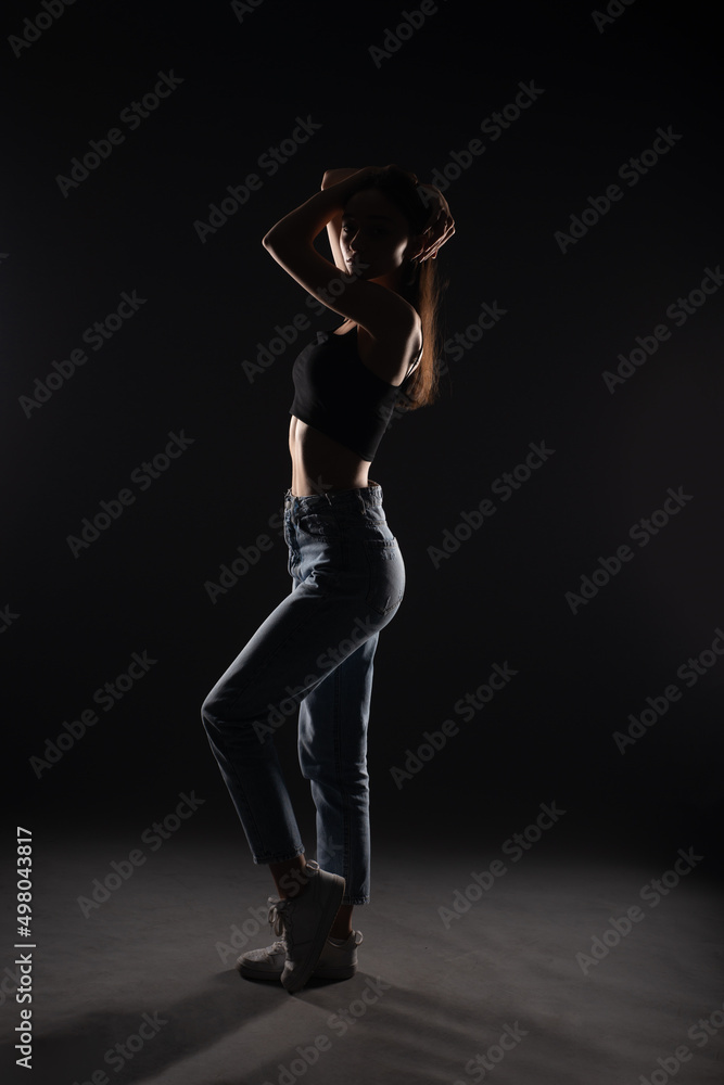 Silhouette of girl psoing sensual