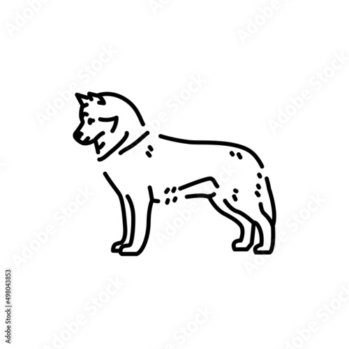 Siberian Husky color line icon. Dog breed.