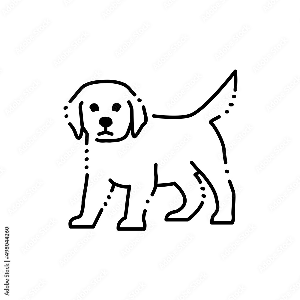 Standing golden retriever puppy color line icon. Pictogram for web page Standing golden retriever puppy color line icon. Pictogram for web page