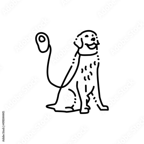 Golder retriever on a leash color line icon. Pictogram for web page