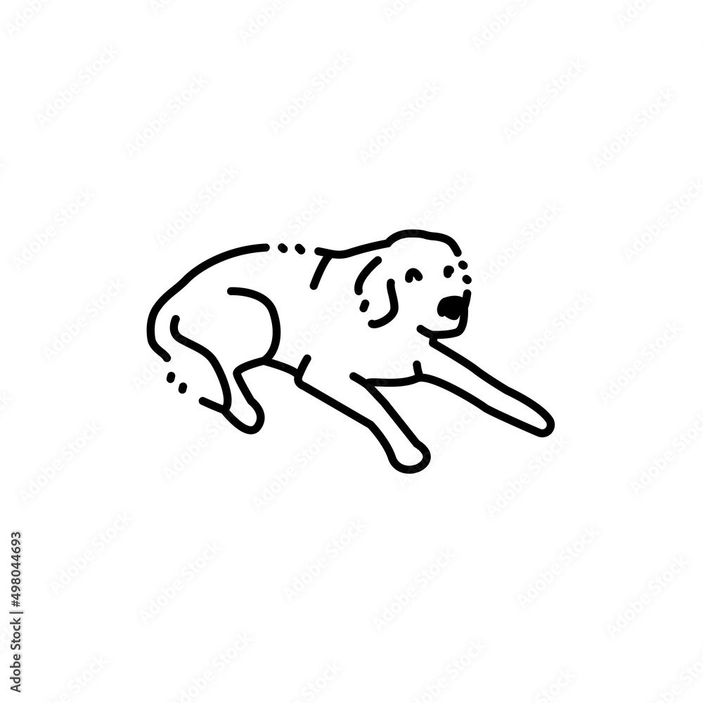 Fototapeta premium Golder retriever on a leash color line icon. Pictogram for web page