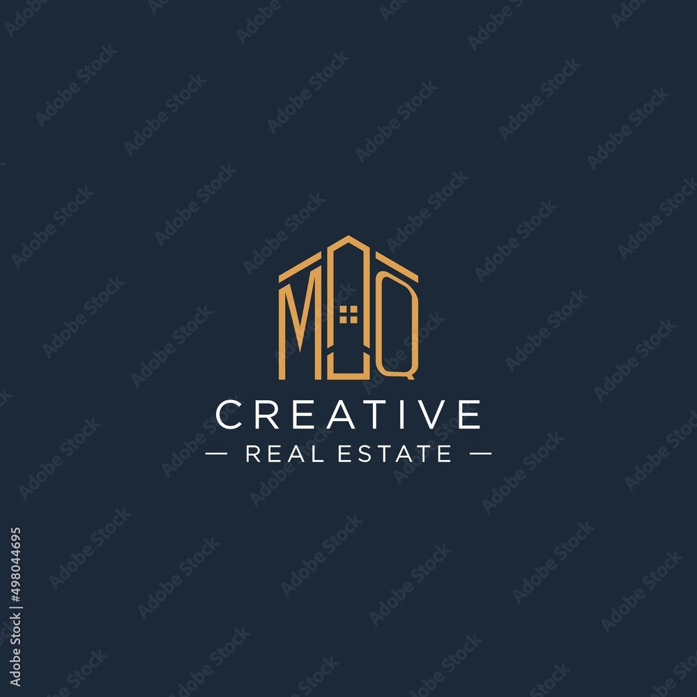 Initial letter MQ logo with abstract house shape, luxury and modern ...