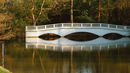 Establishing shot of the iconic Sham Bridge on Hampstead Heath, in London, England, UK photo