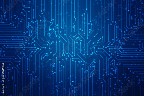 Abstract futuristic circuit board Illustration, Circuit board with various technology elements. Circuit board pattern for digital abstract technology background