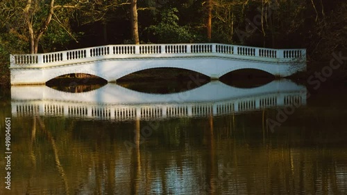 Establishing shot of the iconic Sham Bridge on Hampstead Heath, in London, England, UK photo