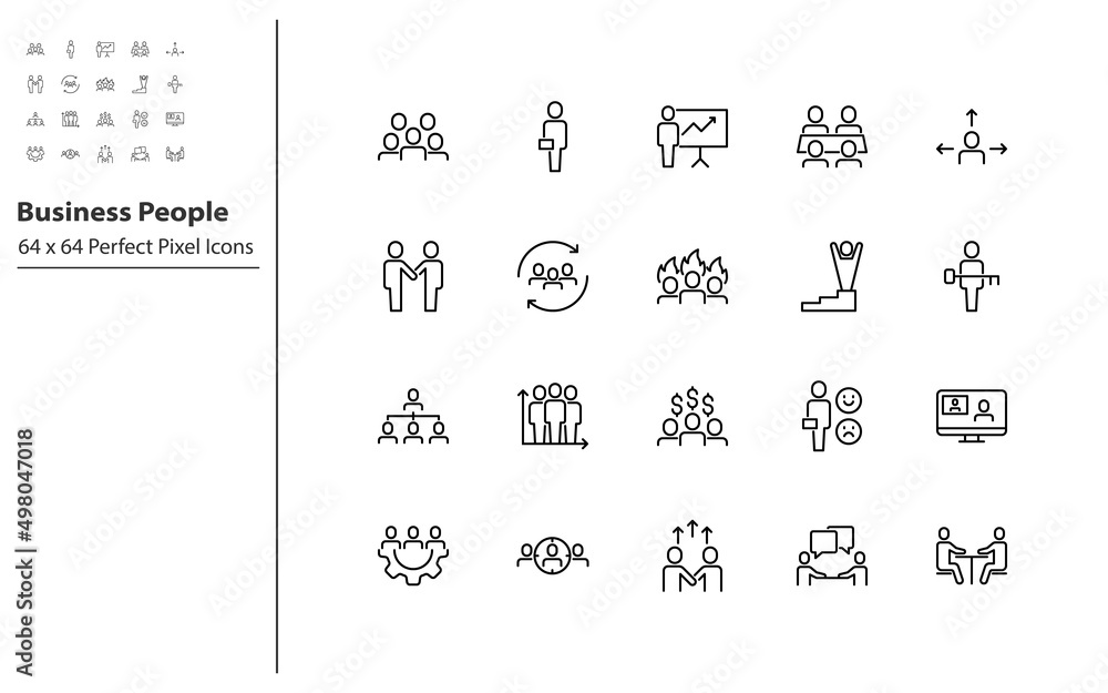 set of business people line icons, teamwork, group, meeting, member set of business people line icons, teamwork, group, meeting, member