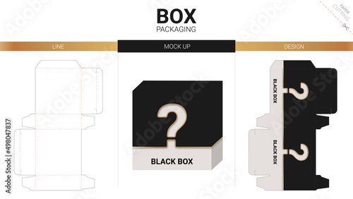 Box packaging and mockup die cut template