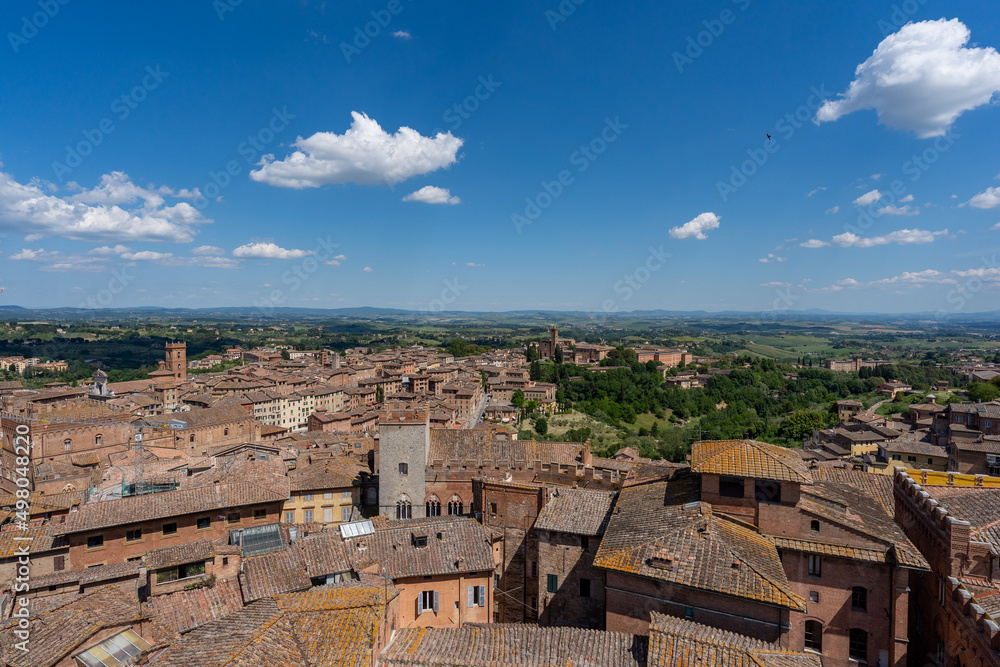 Aerial view over Siena Cathedral in Sienna, Tuscany region, Italy