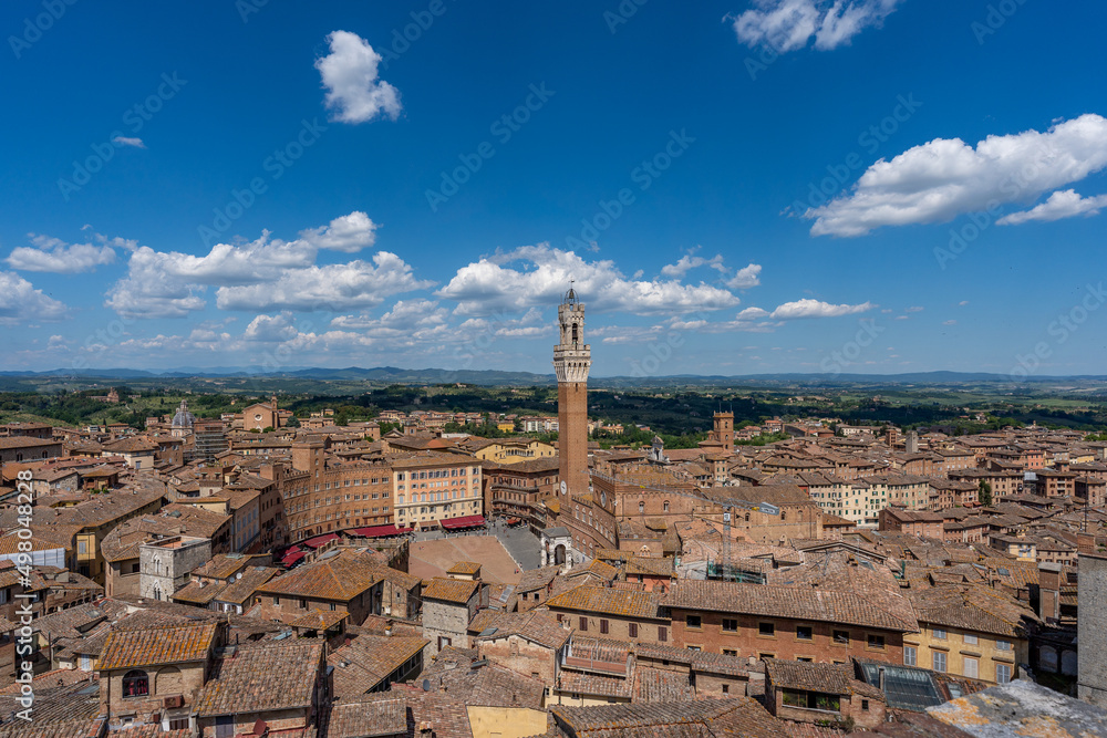Aerial view over Siena Cathedral in Sienna, Tuscany region, Italy