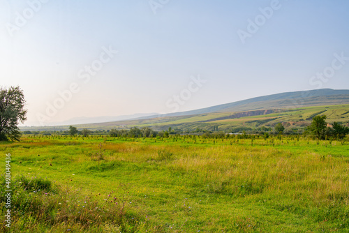 picturesque fields and mountains in georgia in summer