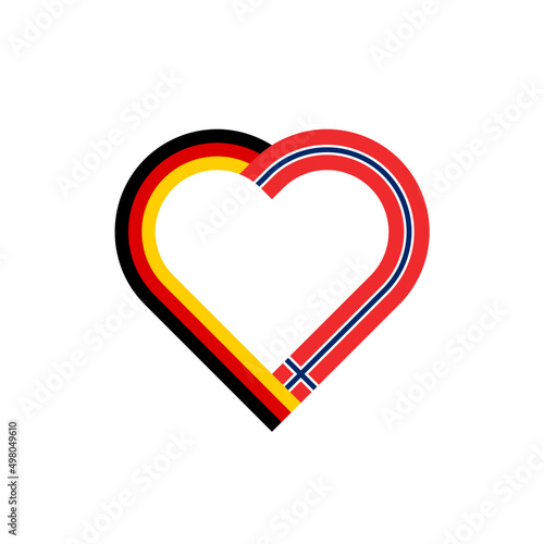 unity concept. heart ribbon icon of germany and norway flags. vector illustration isolated on white background
