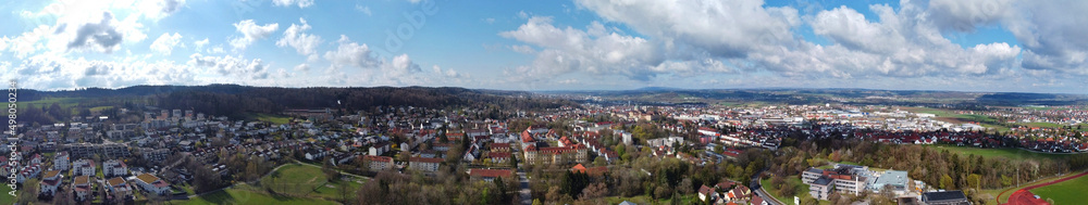 Weingarten, Deutschland: Luftpanorama von der Stadt