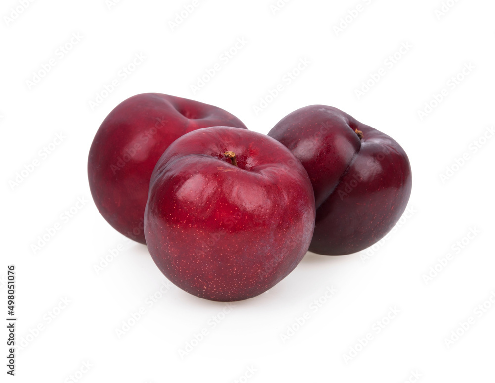 Red Plum isolated on white background.