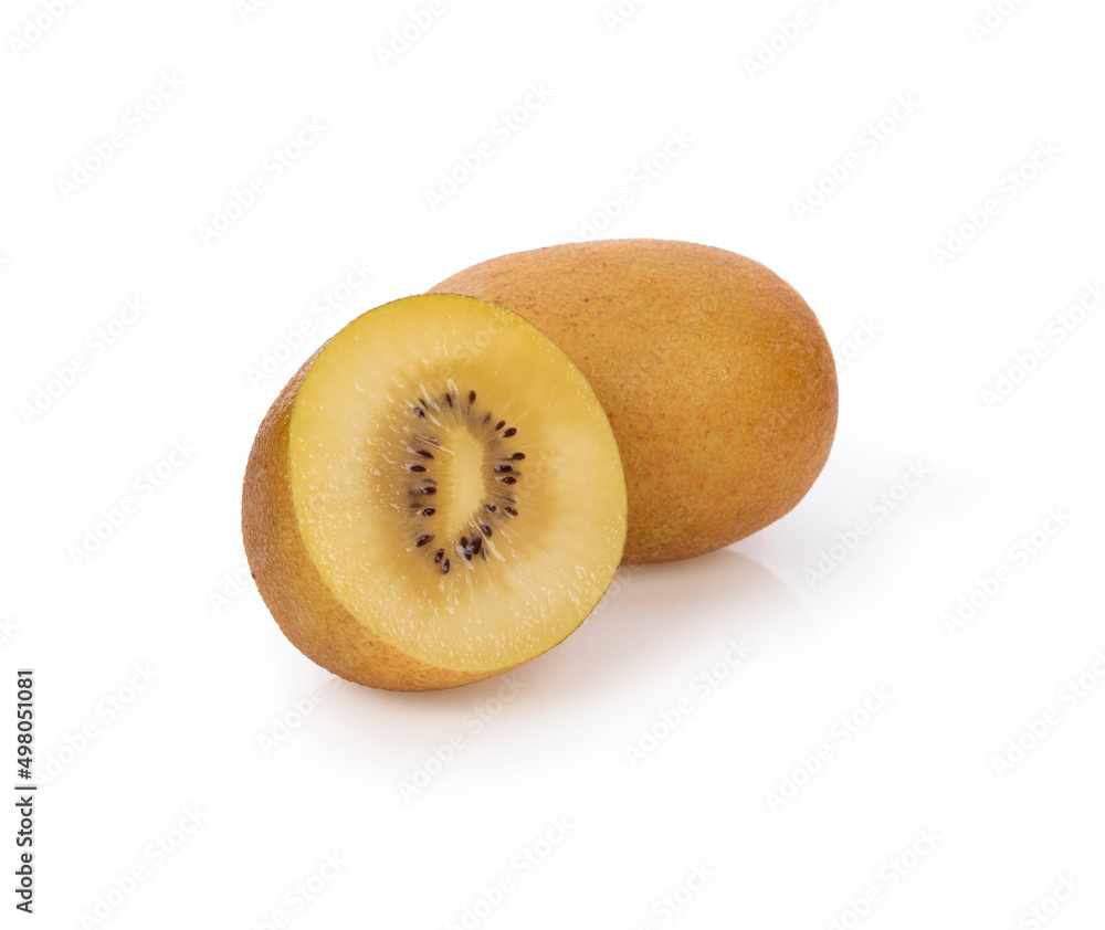  kiwi fruit and slice kiwi isolated on white background