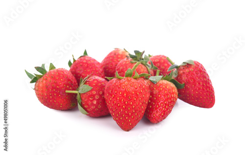Fresh red ripe strawberries isolated on white background