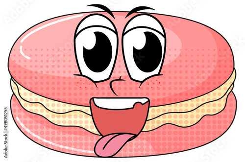 Pink macaron with happy face