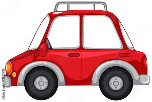 Vintage red car on white background