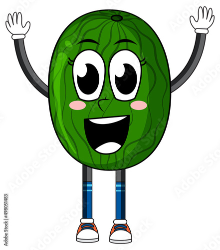 Green watermelon with arms and legs