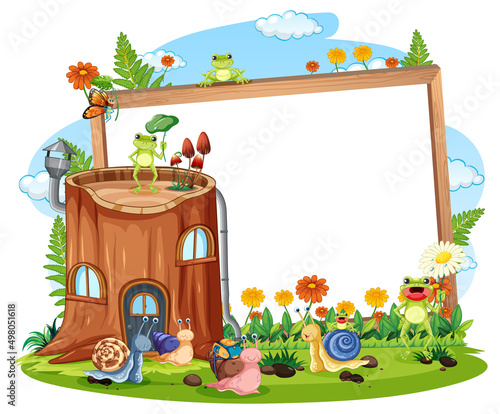 Insect with wooden frame board banner