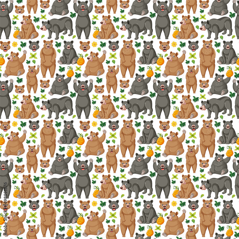 Fototapeta Cute animals cartoon seamless background