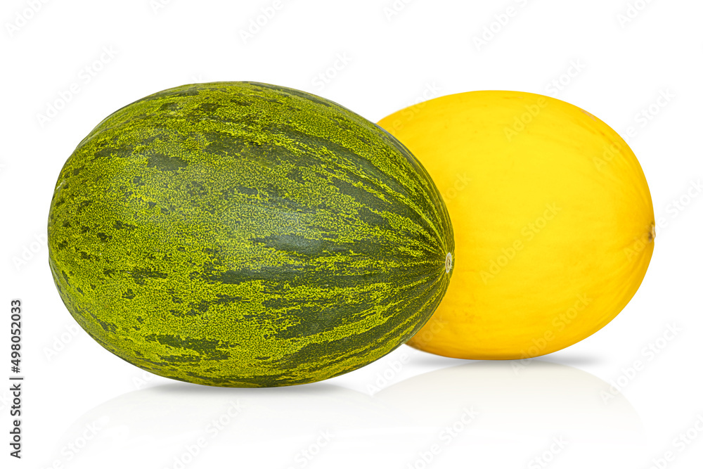 Two different varieties of melon isolated on white Two different varieties of melon isolated on white