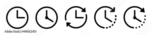 Clock with arrow. Circle arrow icon. Time symbol isolated on white background. Vector illustration design.
