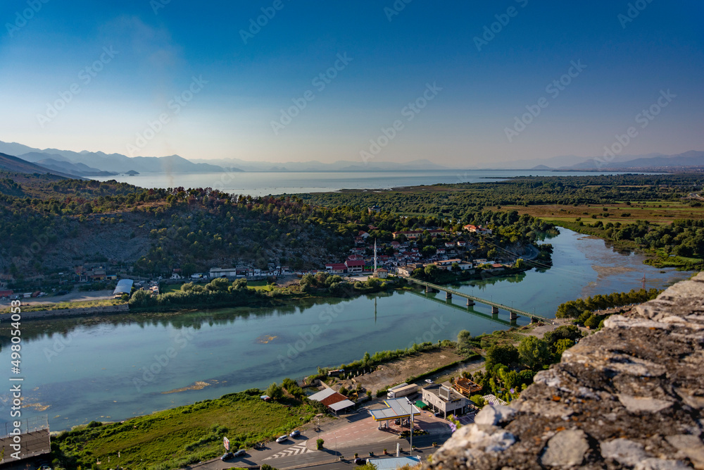 Stunning view of Shkoder valley and riverside from up high