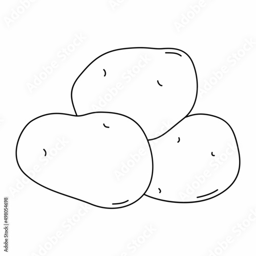 Black and white cartoon vector illustration of potato for coloring book. Ripe fresh vegetable for cooking, source of vitamins