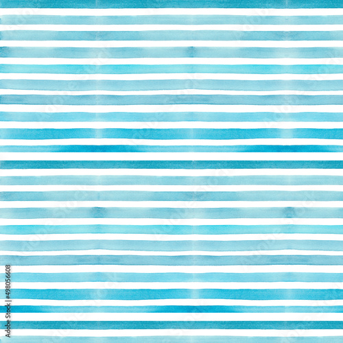 Watercolor background blue stripes on white