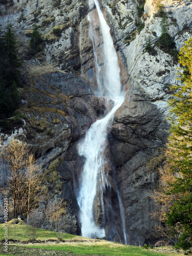 Sulzbachfall waterfall or Sulzbachfall Wasserfall in the Klöntal valley (Klontal or Kloental) and next to Lake Klöntalersee (Klontaler lake or Kloentalersee) - Canton of Glarus, Switzerland (Schweiz) photo