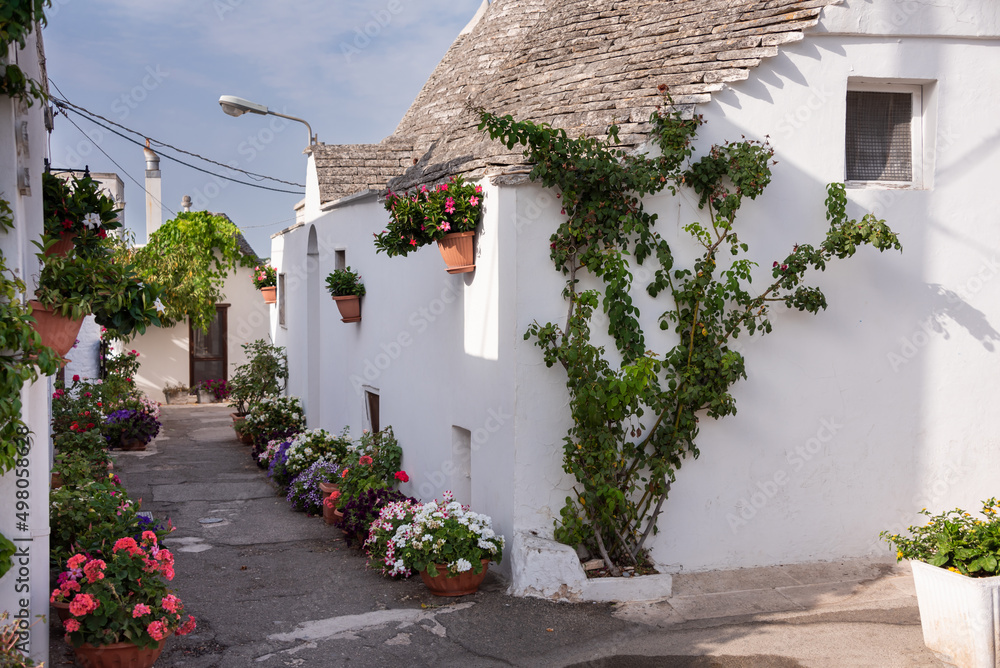 Alberobello town in Italy, famous for its hictoric trullo houses