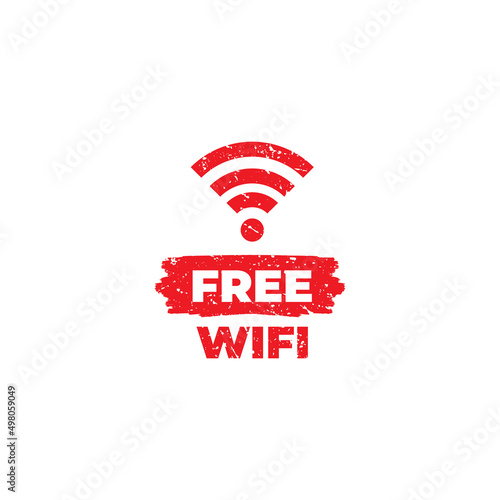 red grungy free wifi sign illustration template vector, free wifi zone symbol