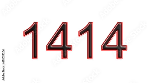 red 1414 number 3d effect white background