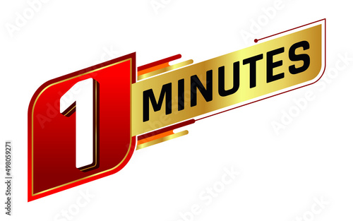 1 minute isolated on white background. Time concept. Vector illustration.